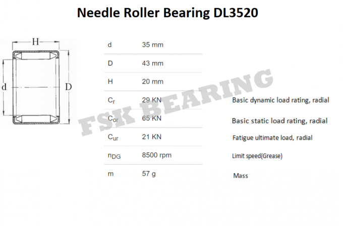 Roulement à rouleaux d'aiguille de l'armement complet DL3520 DLF3520 pour le textile et les machines agricoles 0