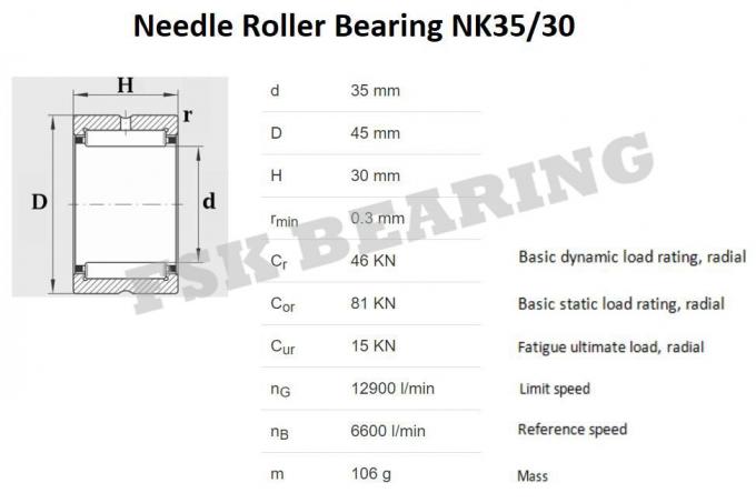 Roulements à rouleaux d'aiguille de NK 35/30 TAF 354530 sans Innner Ring Small Clearance 1