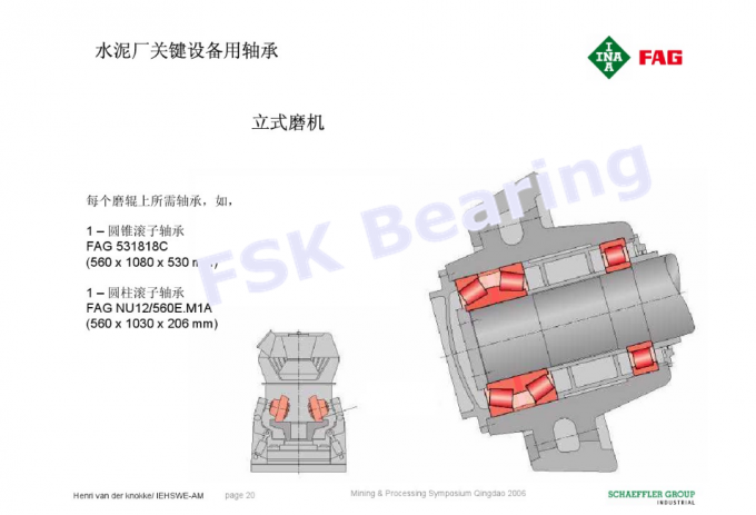Roulement à billes cylindrique de rouleau simple de la rangée NU12/560E.M1A pour l'identification 560mm d'usine de ciment 0
