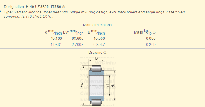 Incidence excentrique européenne du marché H 49 UZSF35 1T2S6 pour le réducteur 49.1mm× 68.6mm× 10mm 0