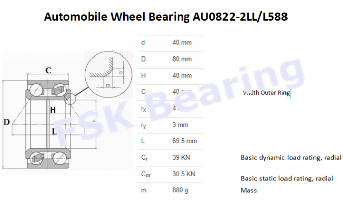 Moyeu de roue de marque de Fskg soutenant Au0822-2ll/588 Dac40800040 pour Mitsubishi Lancer 0